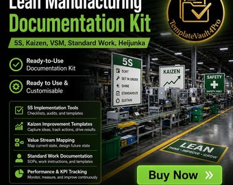 Lean Manufacturing Documentation Kit | Lean Production System Templates | Continuous Improvement Documentation Package