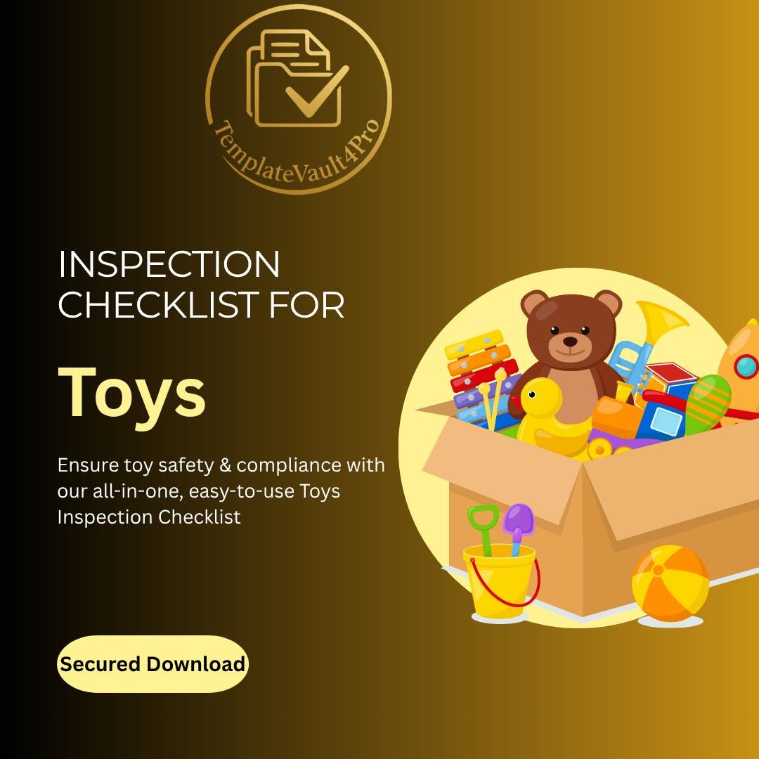 Toys Inspection Checklist – Safety & Quality Audit Template (instant ...