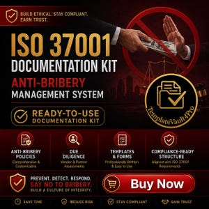 ISO 37001-dokumentationskit | Mallar för hanteringssystem mot mutor | ABMS-efterlevnadspaket