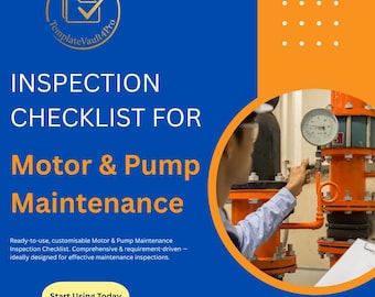 Motor & Pump Maintenance Inspection Checklist – Editable Equipment Maintenance Template | Industrial Safety | Instant Digital Download