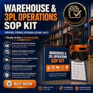 Warehouse 3PL Operations SOP Kit | Logistics Manual Templates, Management Documentation