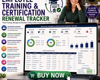 Employee Training Spreadsheet | Certification Renewal Tracker | Compliance Dashboard | HR | Google Sheets