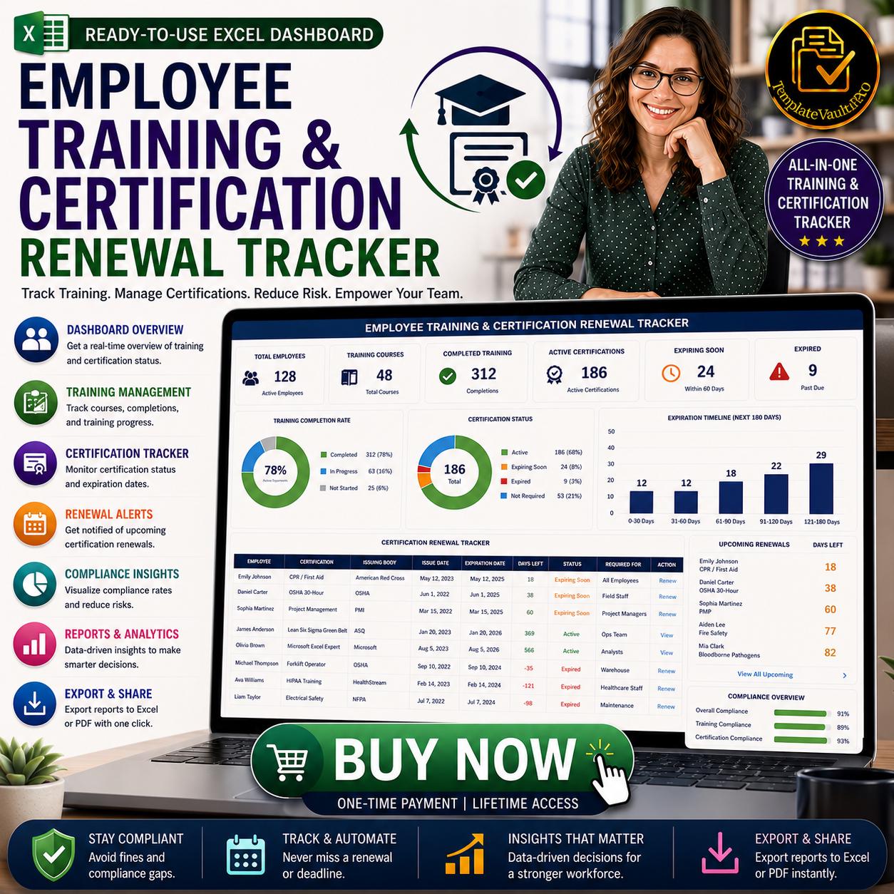 Spreadsheet Certification Employee Training Spreadsheet | Certification Renewal Tracker ...