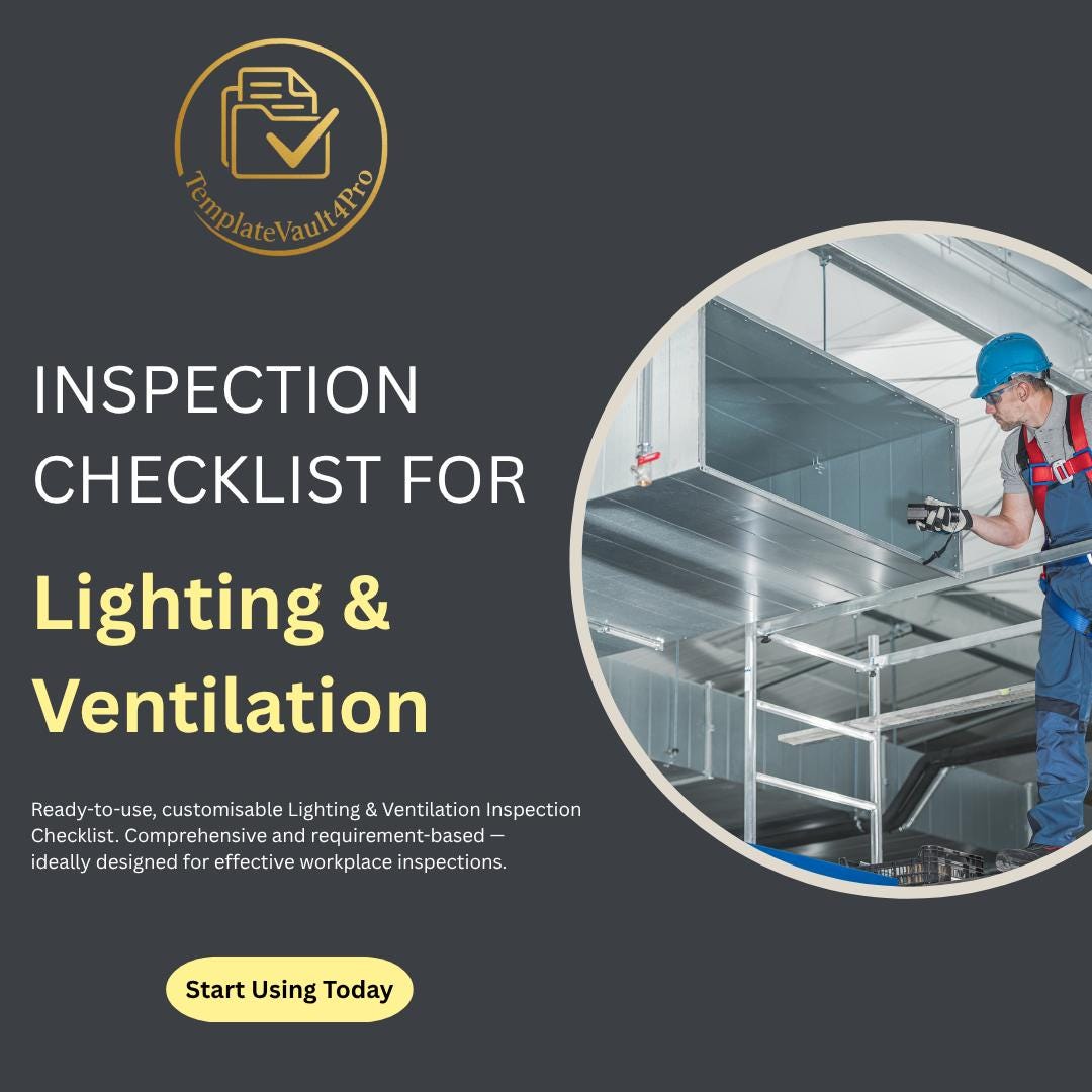 Lighting & Ventilation Inspection Checklist – Editable Workplace Safety ...
