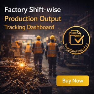Factory Shift Production Excel Dashboard | Shift-wise Output Tracker | Manufacturing KPI Tool | Daily Production Monitoring Template