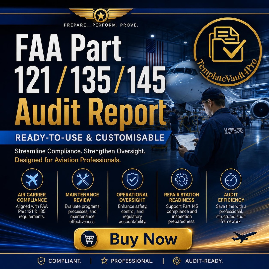 FAA Part 121 135 145 Audit Report Template | Aviation Compliance ...