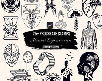 Surreal Procreate Stamps, Third Eye Face Body Brushes iPad, Dark Abstract Stamps, Mystic Illustration Brushes, Instant Download