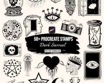 Witchy Gothic Procreate Stamps | Dark Evil Eye Brushes | Occult Tattoo Stamp Set | Mystic Gothic Brushes | Gothic Tattoo Stamps
