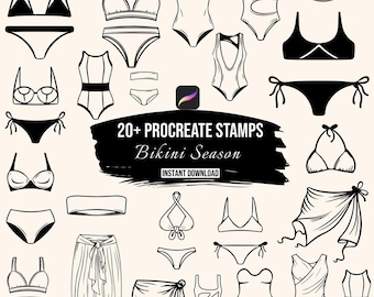 Procreate Swimwear Stamps | 20+ Bikini Procreate Brushes | Fashion Procreate Stamps | Summer Outfit Stamps | Procreate Brush Set Download