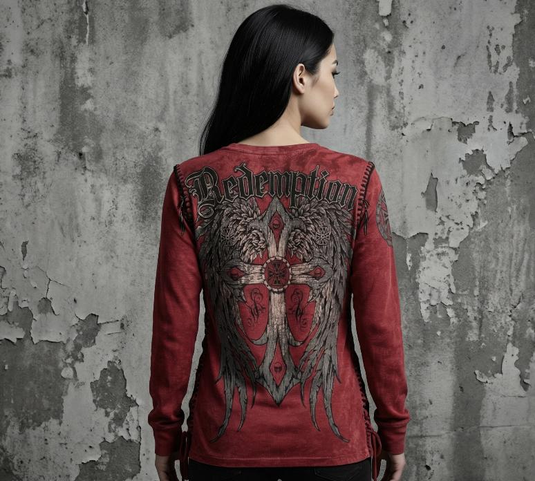 Y2K Gothic Graphic Long Sleeve T-shirt - Oversized Hip Hop Top
