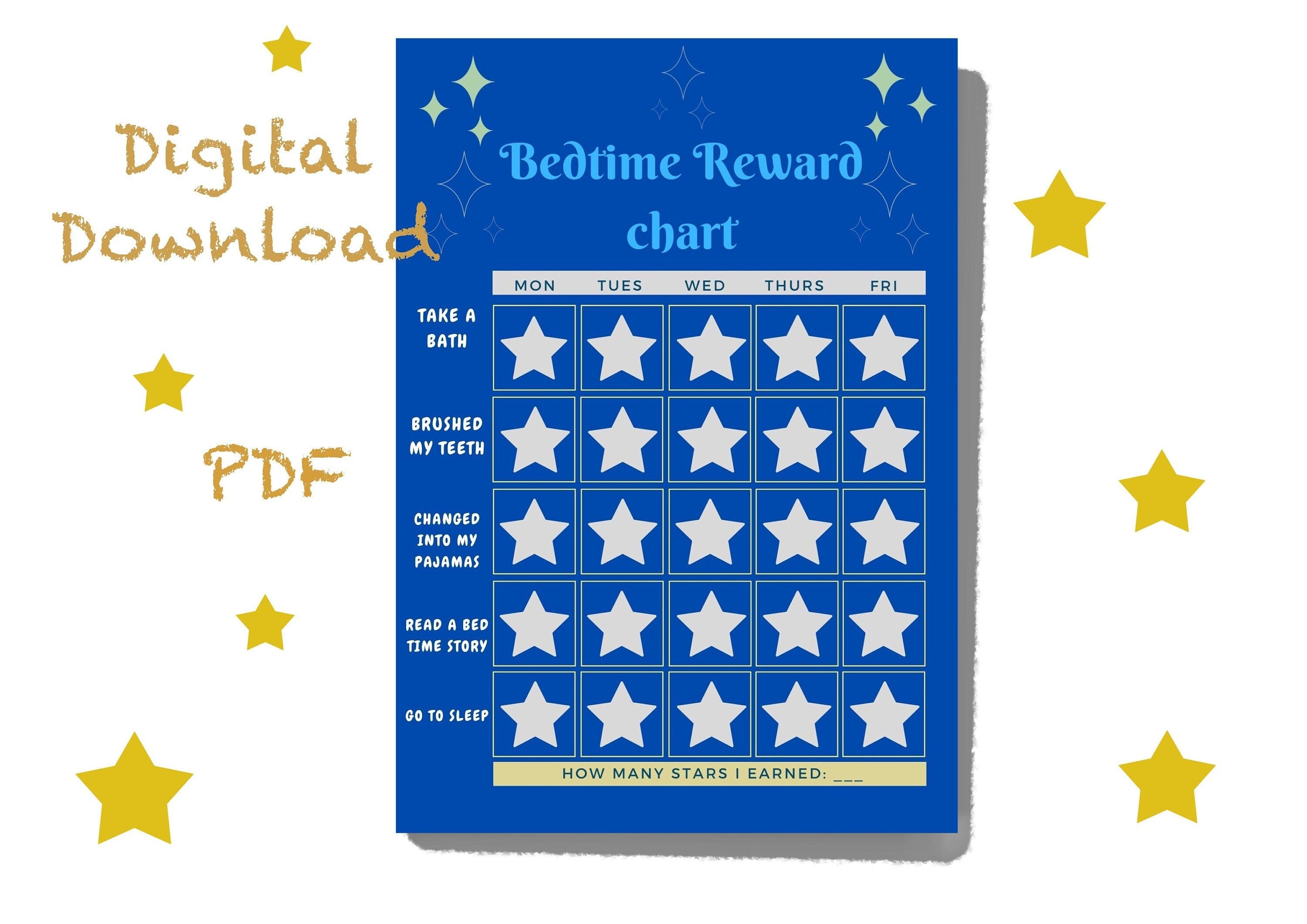 Printable Childs Bedtime Reward Chart Help Sheet | Etsy
