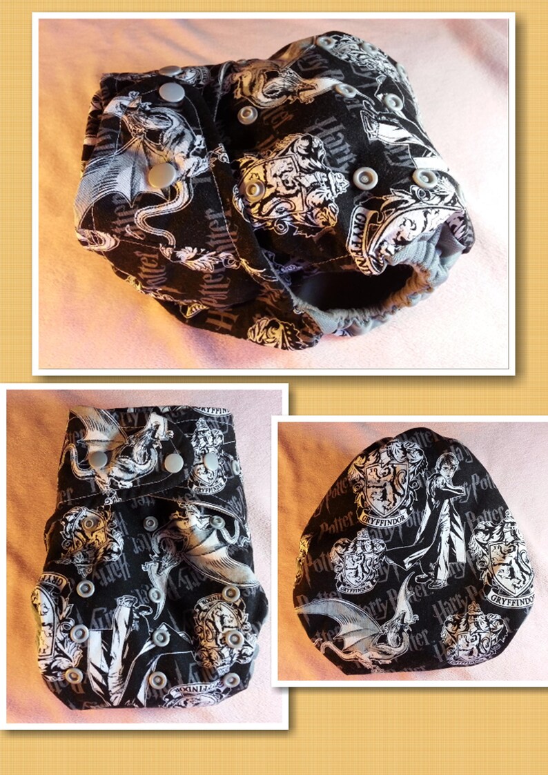 Made to order. Cloth diaper SassyCloth one size pocket diaper with wizard boy cotton print