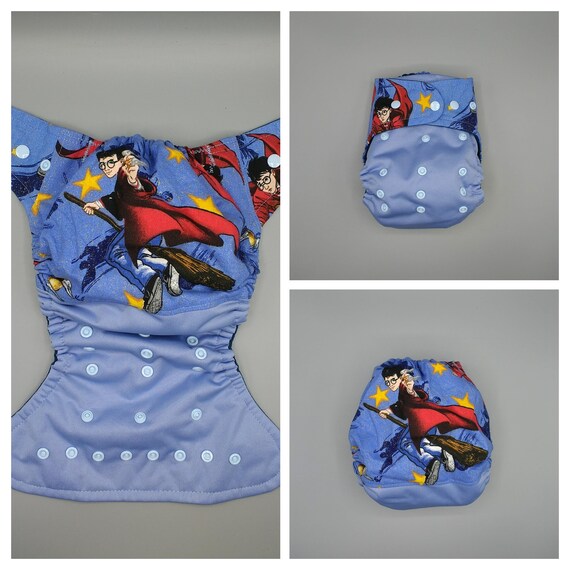 Made to order. Cloth diaper SassyCloth one size pocket diaper with wizard boy cotton print