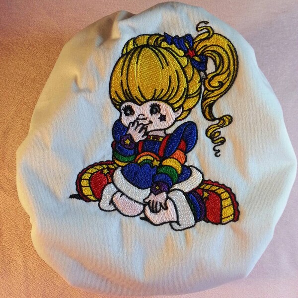 SassyCloth one size pocket diaper with "Rainbow Brite" embroidery. Ready to ship.