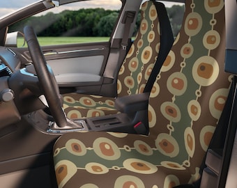 Mid Century Autositzbezüge, Bezüge mit Retro-Punktkettenmuster, Erdton-Autodekor