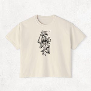 Abstract Art Boxy Tee: Women's Graphic Design Cotton Shirt imagem 10
