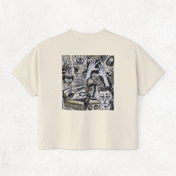 Abstract Art Boxy Tee: Women's Graphic Design Cotton Shirt