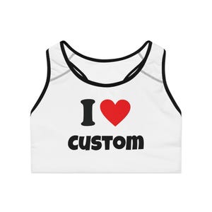 Customizable Sports Bra: All-Over Print Fitness Apparel Black stitching