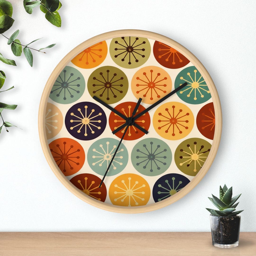 Retro Atomic Wall Clock, Mid Century Modern Starburst Wall Decor ...