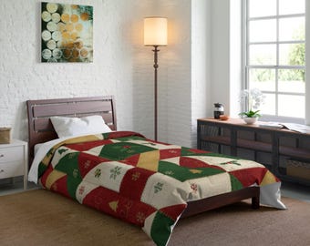 Christmas Themed Comforter, Holiday Quilt, Gingerbread Bedding, Festive Blanket, Winter Bedroom Decor, Xmas Comforter Set