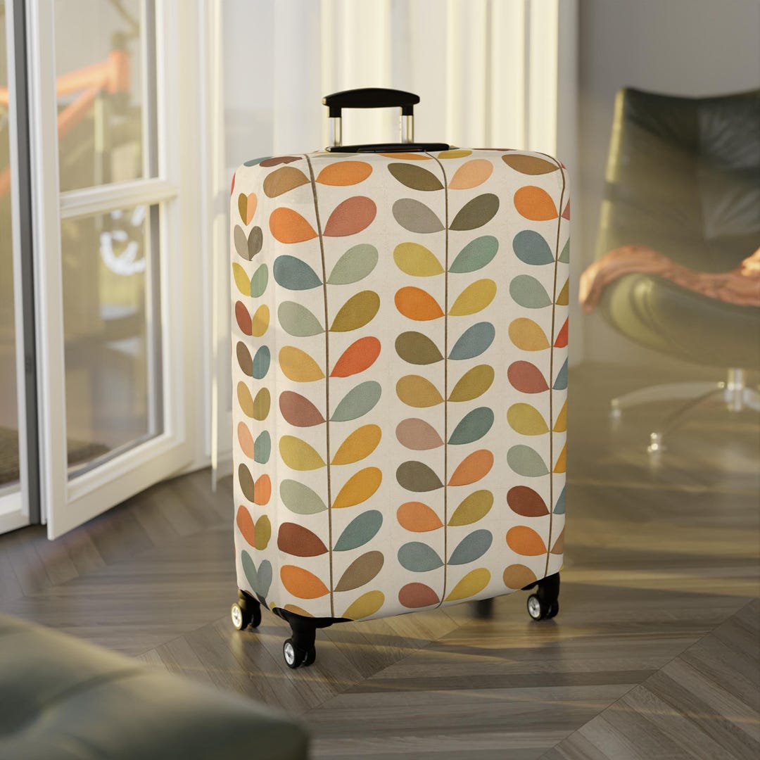 Luggage Cover Pattern Mid Century Modern Luggage Cover, Retro Leaf Pattern Suitcase Protector ...