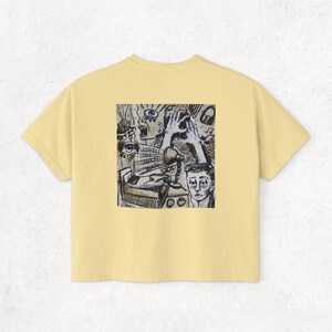 Abstract Art Boxy Tee: Women's Graphic Design Cotton Shirt Butter