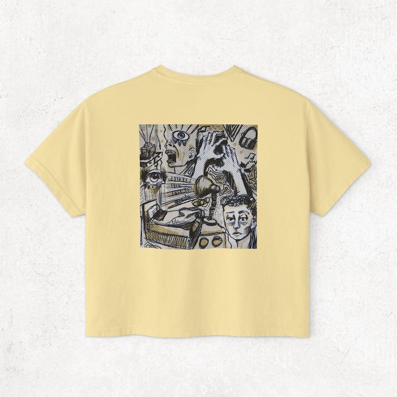 Abstract Art Boxy Tee: Women's Graphic Design Cotton Shirt Butter