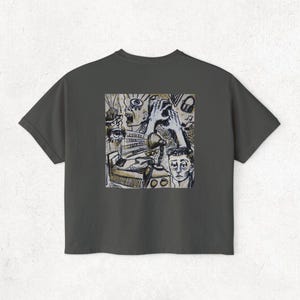 Abstract Art Boxy Tee: Women's Graphic Design Cotton Shirt Pepper