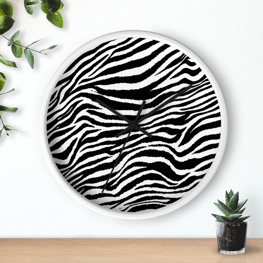 Zebra Clock Zebra Stripe Wall Clock, Modern Animal Print Home Decor, Bold Safari ...