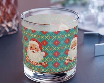 Vaso navideño retro de Papá Noel, vaso vintage para bebidas navideñas, vaso navideño, taza festiva de Papá Noel, decoración navideña para bar.