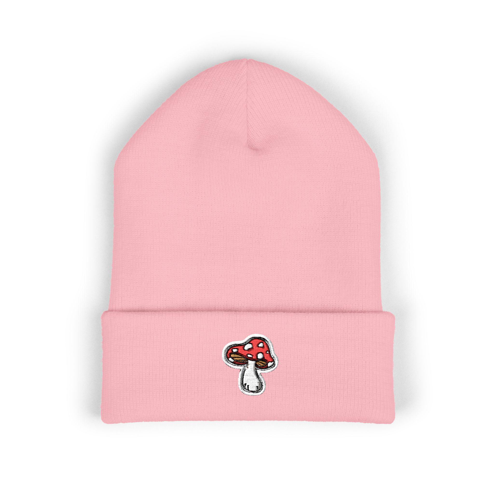 Mushroom Embroidered Beanie: Cozy Turbo Acrylic Knit Winter Hat - Etsy
