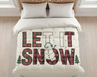 Christmas Themed Comforter - Holiday Bedding, Festive Bedroom Decor, Xmas Comforter, Winter Blanket, Seasonal Quilt