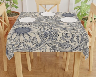 Sonnenblumen Lianen Muster Tischdecke | Vintage Blätterrolle Tischdecke