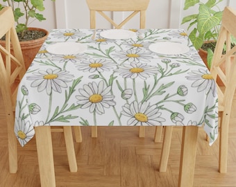 Mantel con estampado de margaritas, mantel con temática floral