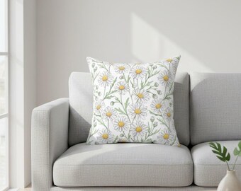 Daisy Square Pillow, Floral Themed Pillow, Outdoor Pillow