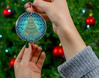 Christmas Ceramic Ornament 2025, Holiday Tree Decoration, Xmas Ornament Gift, Festive Bauble, Ornament Set