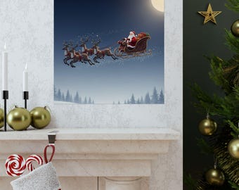 Affiche mate sur le thème de Noël, Décoration murale des Fêtes, Impression verticale, Décoration de maison de fête, Impression d'art de Noël