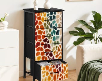 Mid Century Modern Dresser, Abstract Geometric Storage Cabinet, Retro Colorful Furniture