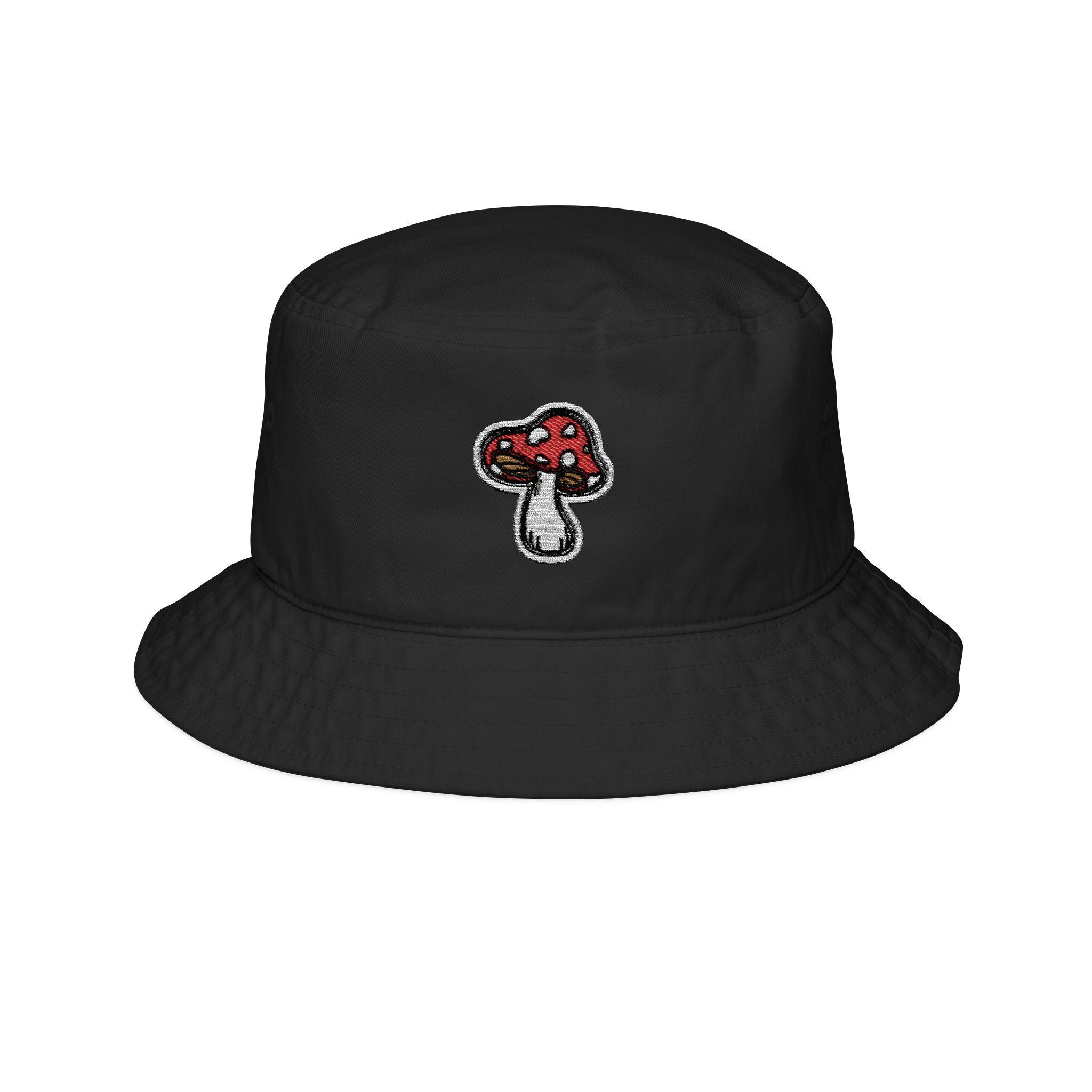Gucci unisex bucket hat with etch mushroom designs Embroidered Mushroom Bucket Hat: Cotton Twill, Nature  main image 2