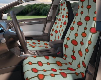 Mid Century Car Seat Covers, Retro Dot Chain Pattern, Atomic Auto Decor