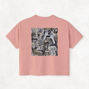 Abstract Art Boxy Tee: Women's Graphic Design Cotton Shirt Peachy