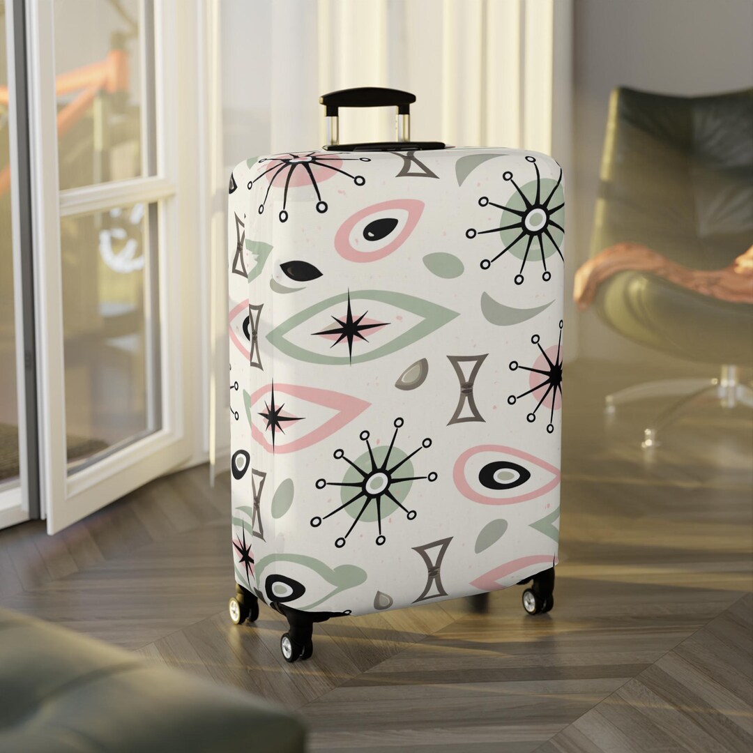 Mid-century Luggage Cover, Retro Atomic Suitcase Protector, Vintage ...