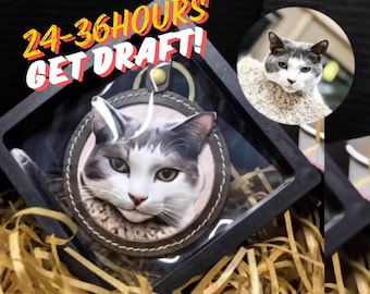 Anpassad lädernyckelring för husdjur - Personlig hundporträttbricka med foto