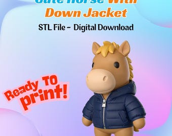 Häst med dunjacka 3D-modell STL-fil - Digital nedladdning