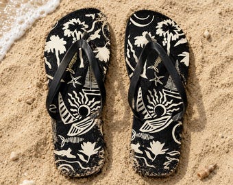 Hawaiian Tropical Vibes Flip Flops , Printed Beach Sandals Gift , Summer 2026 Footwear , NAX
