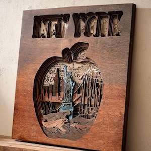 New York 3D Laser Cut Wandkunst | NYC SVG Schicht Laser-Wand-Kunst-Datei | Skyline Laser Cut Dateien | MultiLayer City Schattenbox