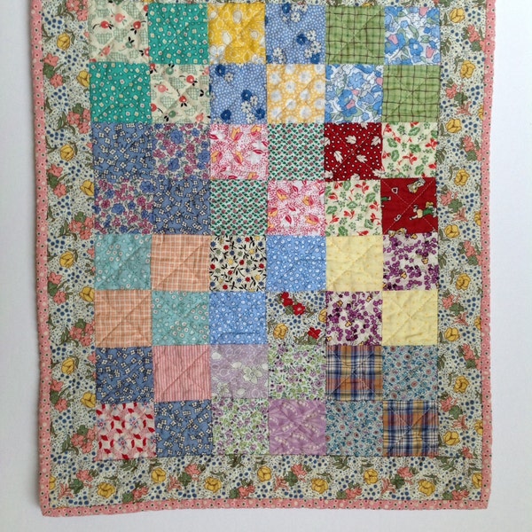 OOAK Reproduction 1930's  "Scrappy" American Girl Quilt, Doll Quilt, Baby Doll Quilt,  Wallhanging Quilt,  Table Topper Quilt