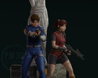 Figura 3D de Leon y Claire de Resident Evil 2