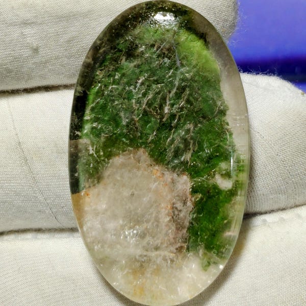 Piedra de cuarzo de jardín – Cabujón de yodolita pulida – Material para joyería, 54 cts (37 x 22 x 8 mm)