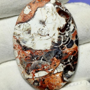 Naturlig svampjaspis cabochon, handgjord smyckessten (39x27x6, 45 st)